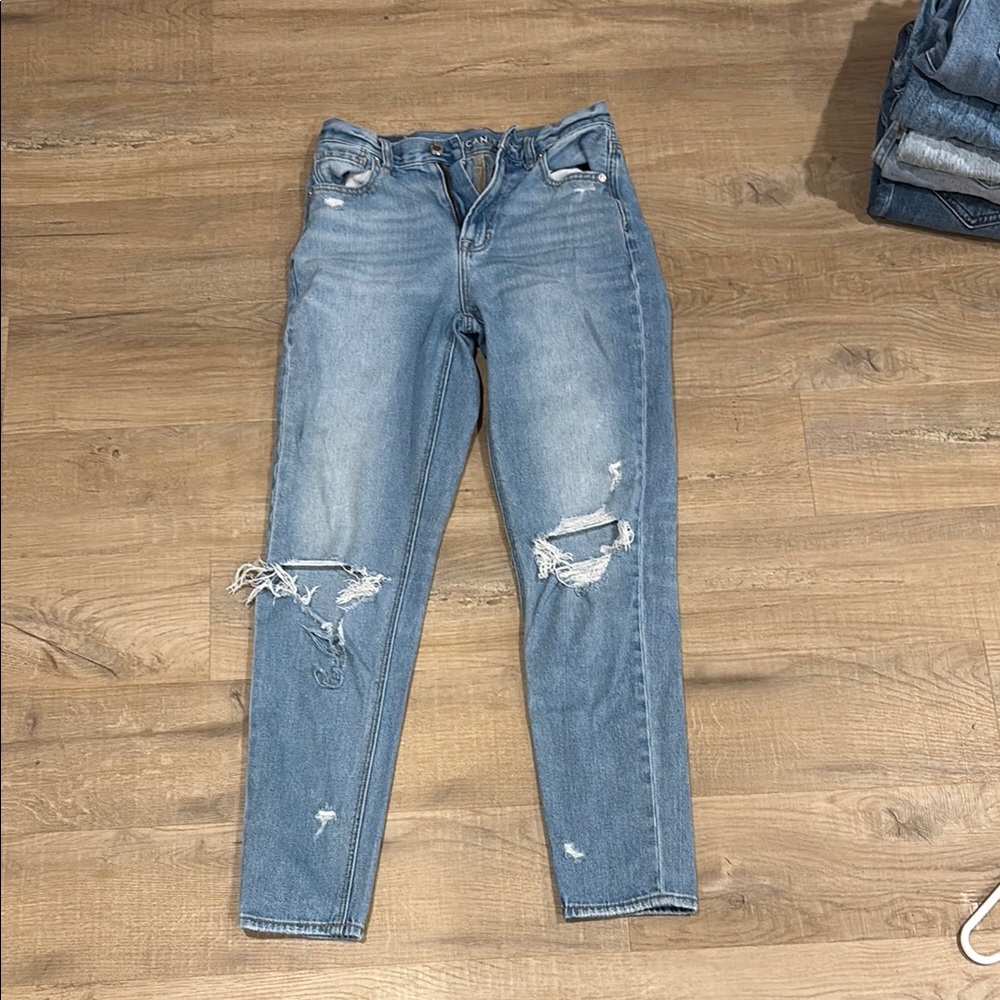 Distressed Blue Jeans